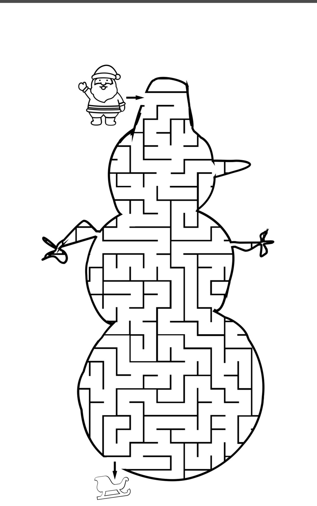 Weihnachtliches Labyrinth (Der Weihnachtsmann findet den Schlitten) 9 Labyrinthvorlagen