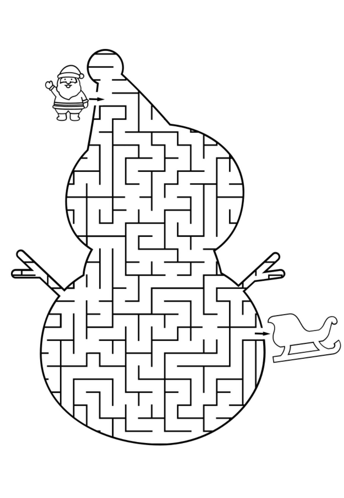 Weihnachtliches Labyrinth (Der Weihnachtsmann findet den Schlitten) 9 Labyrinthvorlagen